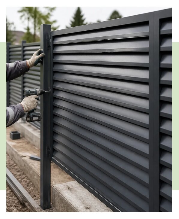 Металлический забор жалюзи под ключ для участка в Ханты-Мансийске